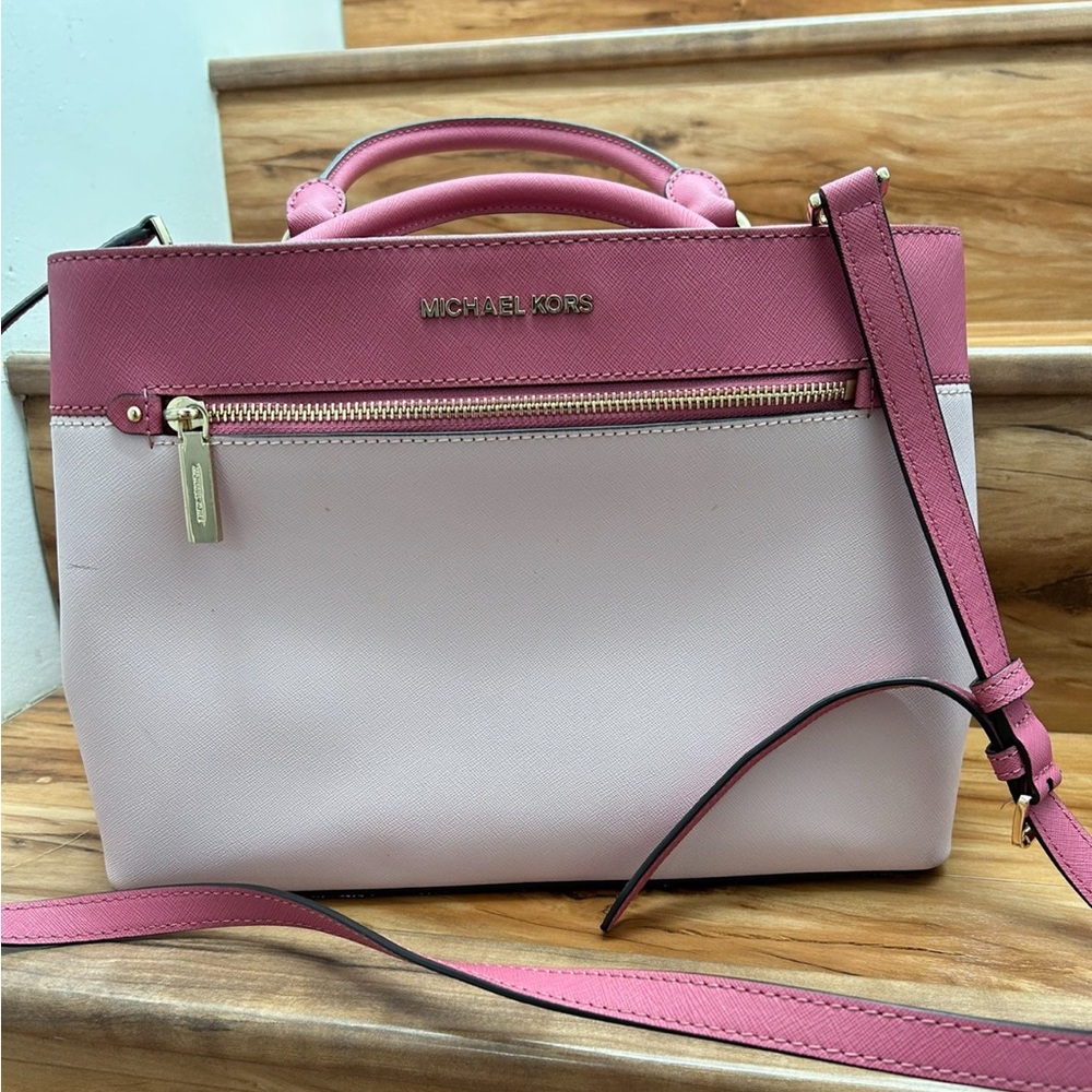 Michael Kors Pink and Cream Crossbody Bag
